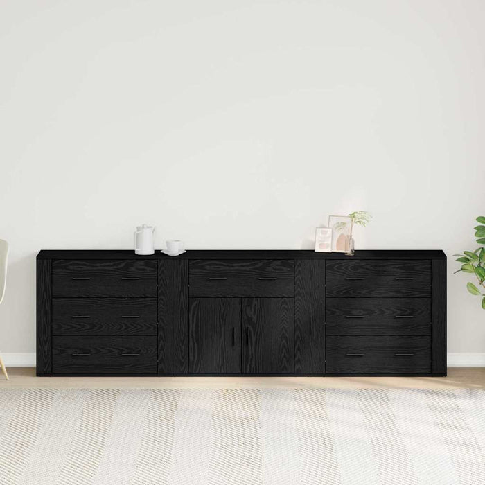 Sideboards 3 pz Rovere Nero Legno Ingegnerizzato 3333085