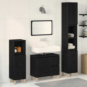 Set di armadietti per il bagno  3 Pezzi Rovere Nero Legno Ing. 3333086