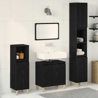 Set di Mobili da Bagno in 3 Pezzi  Rovere Nero Legno Ingegnierizzato 3333088