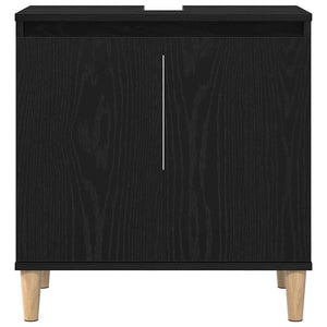 Set di Mobili da Bagno in 3 Pezzi  Rovere Nero Legno Ingegnierizzato 3333088