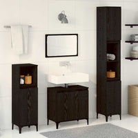 Set di Mobili per Bagno in 3 Pezzi  Rovere Nero Legno Ingegnerizzato 3333089