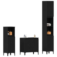 Set di Mobili per Bagno in 3 Pezzi  Rovere Nero Legno Ingegnerizzato 3333089