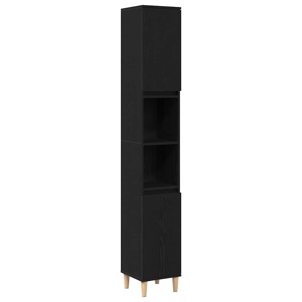 Set di Mobili per Bagno  da 3 Pezzi Rovere Nero Legno Ingegnato 3333090