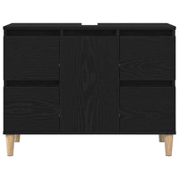 Set di Mobili per Bagno  da 3 Pezzi Rovere Nero Legno Ingegnato 3333090