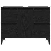 Set Mobili Bagno 3 Pezzi  Rovere Nero Legno Ingegnerizzato 3333091