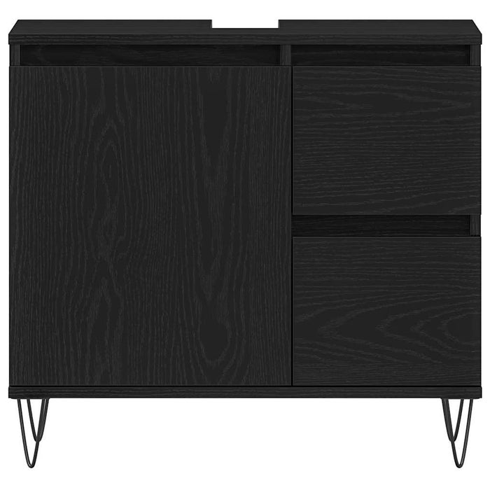 Set di Mobili da Bagno  in 3 Pezzi Rovere Nero Legno Ingegnerizzato 3333097