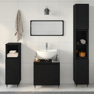 Set di Mobili per Bagno  in 3 Pezzi Quercia Nera Legno Ingegnerizzato 3333098