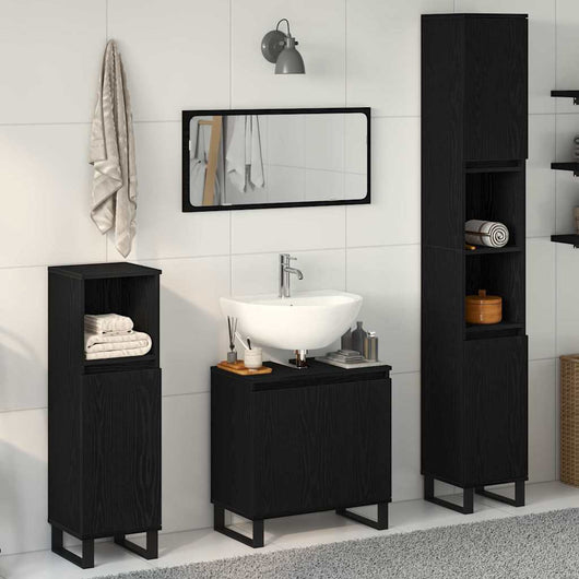 Set di mobili per bagno a 3 pezzi in legno ingegnerizzato nero 3333100
