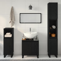 Set di mobili per bagno a 3 pezzi in legno ingegnerizzato nero 3333100