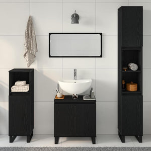Set di mobili per bagno a 3 pezzi in legno ingegnerizzato nero 3333100