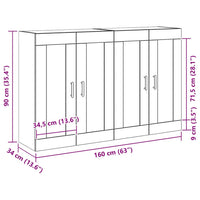 Mobile a muro 2 pcs Rovere nero 160 x 34 x 90 cm 3333107