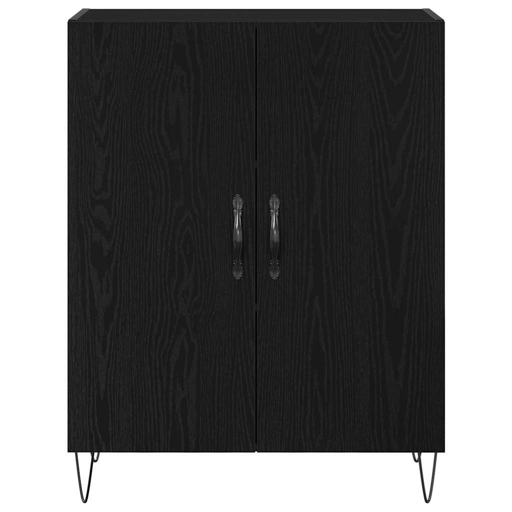 Credenza 2 pz-Set di 2 Buffet-Armadio da cucina Rovere Nero Legno ingegnerizzato e vetro 983444