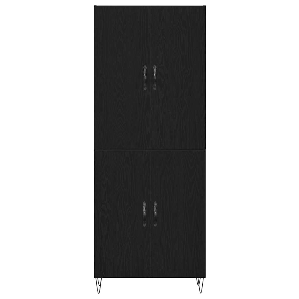 Credenza 2 pz-Set di 2 Buffet-Armadio da cucina Rovere Nero Legno ingegnerizzato e vetro 983444