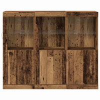 Credenza 3 pz-Set di 3 Buffet-Armadio da cucina Legno vecchio 123 x 37 x 100 cm