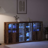 Credenza 3 pz-Set di 3 Buffet-Armadio da cucina Legno vecchio 202 x 37 x 100 cm