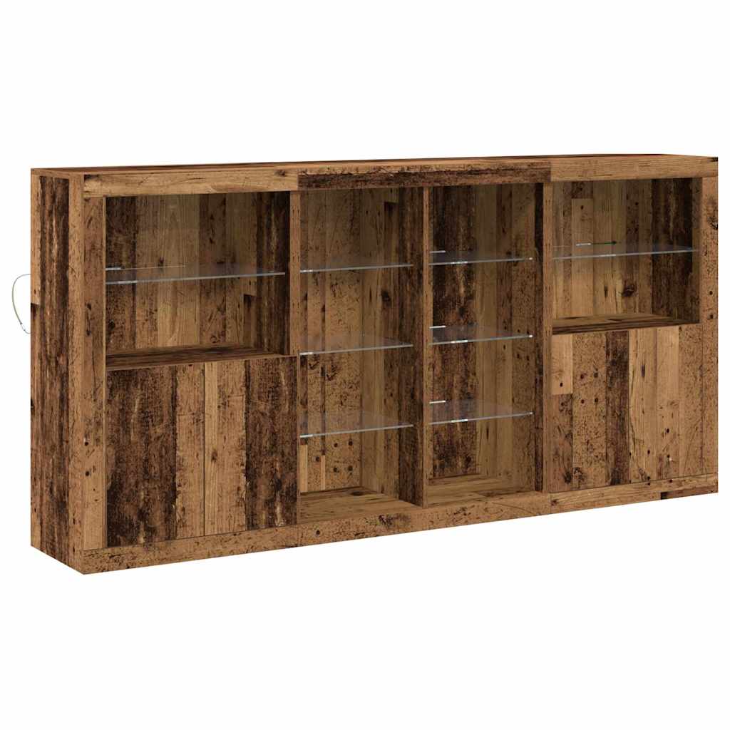 Credenza 3 pz-Set di 3 Buffet-Armadio da cucina Legno vecchio 202 x 37 x 100 cm