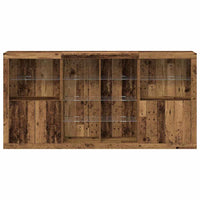 Credenza 3 pz-Set di 3 Buffet-Armadio da cucina Legno vecchio 202 x 37 x 100 cm