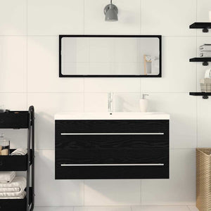 Mobile da Bagno  con Lavabo Incorporato in Nero Rovere, Legno Ingegnerizzato. 3333131