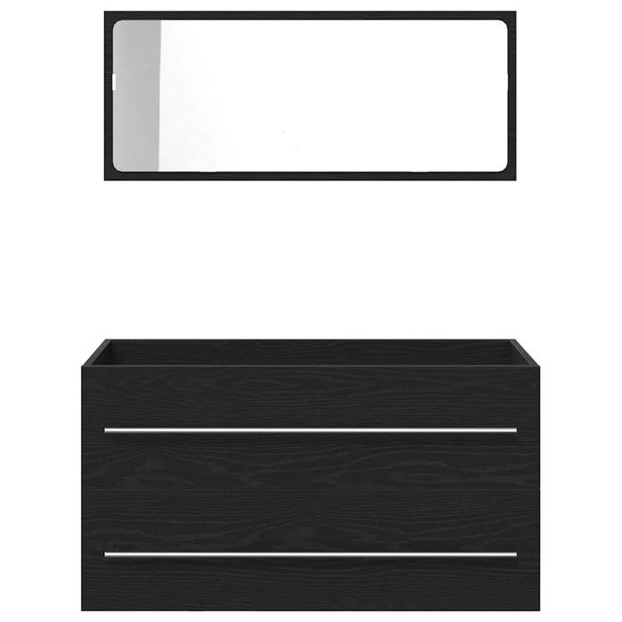 Mobile da Bagno  con Lavabo Incorporato in Nero Rovere, Legno Ingegnerizzato. 3333131