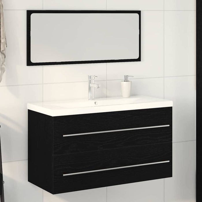 Mobile lavabo con lavandino 3 pcs Rovere nero 90 x 38.5 x 48 cm 3333134