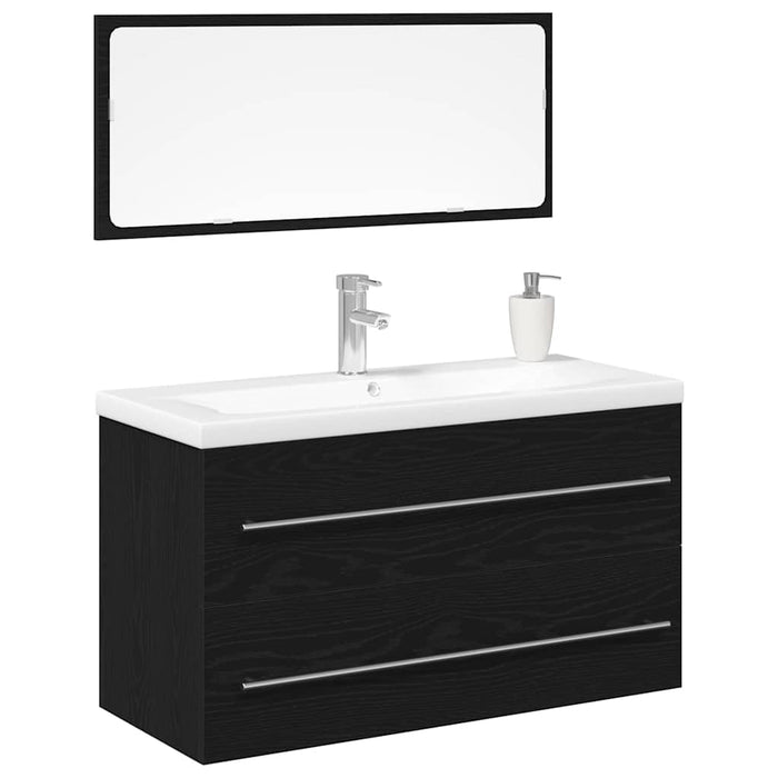 Mobile lavabo con lavandino 3 pcs Rovere nero 90 x 38.5 x 48 cm 3333134