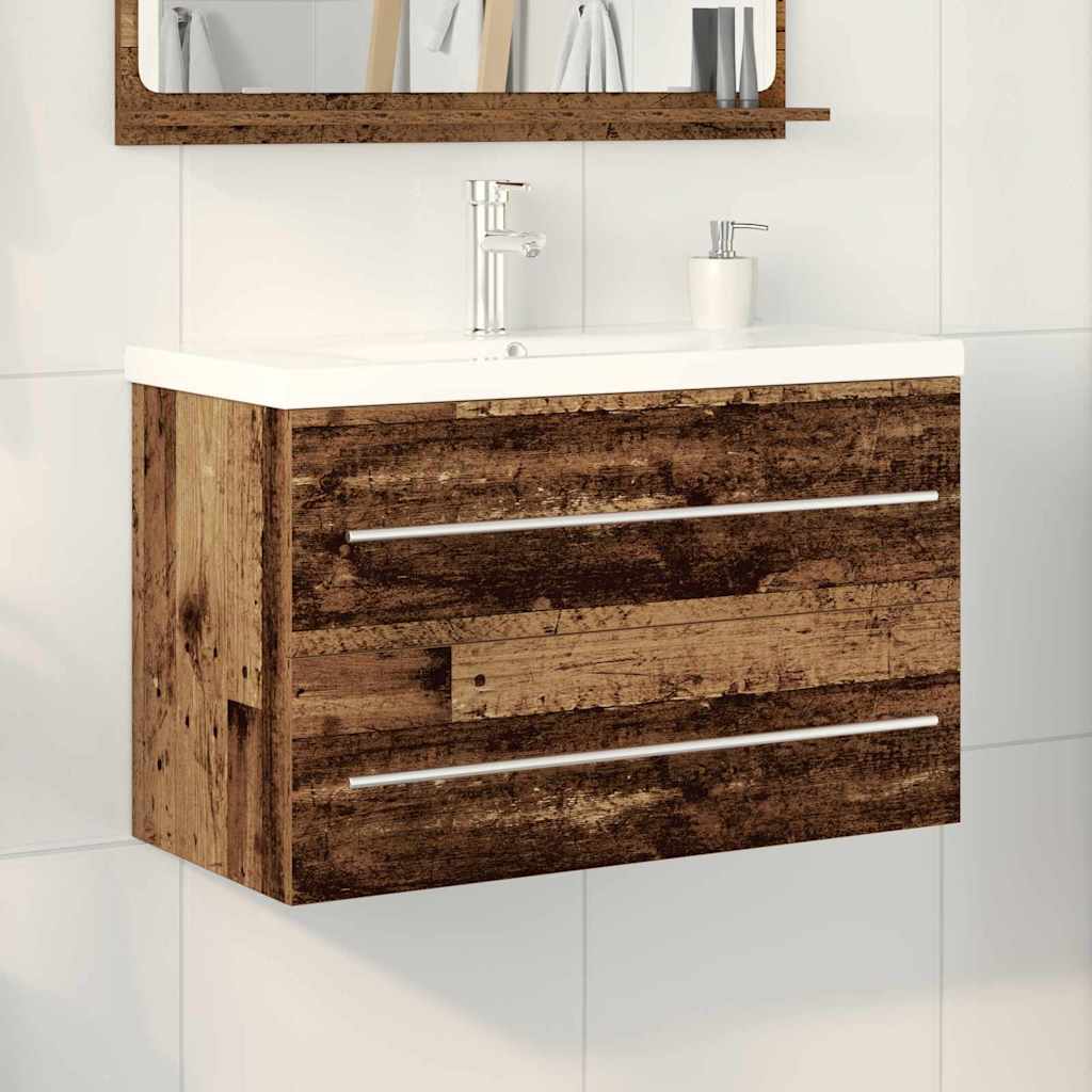 Armadio per Lavabo da Bagno-Armadietto da bagno-Mobiletto da bagno con cassetto 2 pcs Legno vecchio 213349