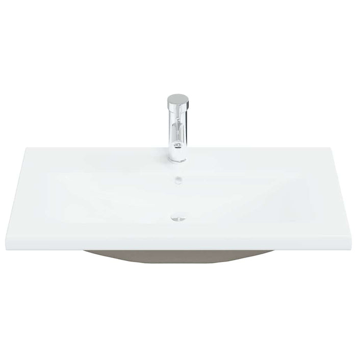 Mobile con Lavabo da Bagno con Bacino Integrato Rovere Nero Legno Ingegnerizzato 3333136