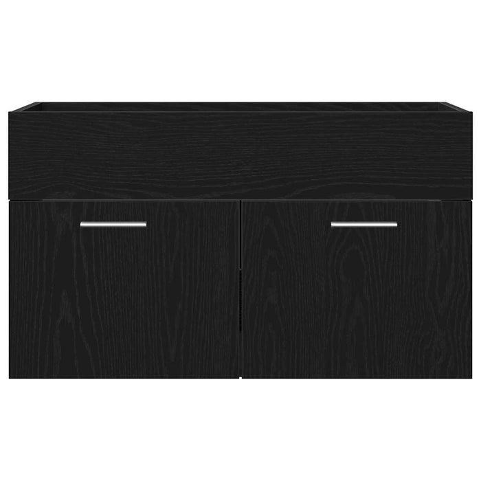 Mobile con Lavabo da Bagno con Bacino Integrato Rovere Nero Legno Ingegnerizzato 3333136