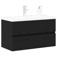 Mobile Lavabo-Armadietto da bagno Rovere nero 80 x 39 x 62 cm Legno multistrato 400532