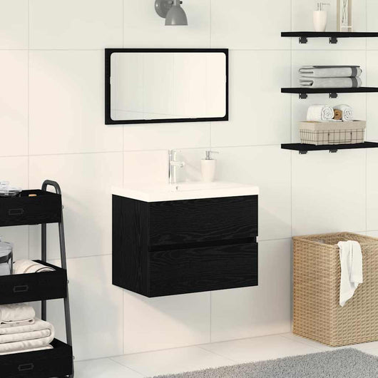 Mobile Lavabo-Armadietto da bagno Rovere nero 60 x 39 x 62 cm Legno multistrato 930392