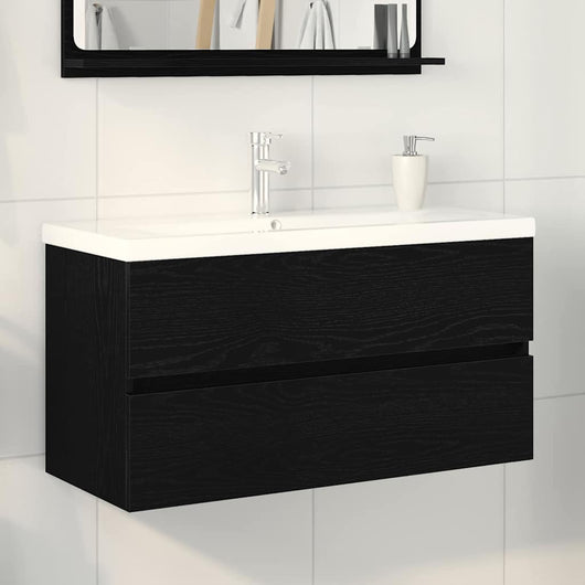 Mobile lavabo Rovere nero 90 x 39 x 62 cm Legno multistrato 3333146