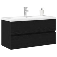 Mobile Lavabo-Armadietto da bagno Rovere nero 90 x 39 x 62 cm Legno multistrato 422443