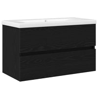 Mobile Lavabo-Armadietto da bagno Rovere nero 80 x 39 x 62 cm Legno multistrato 150074