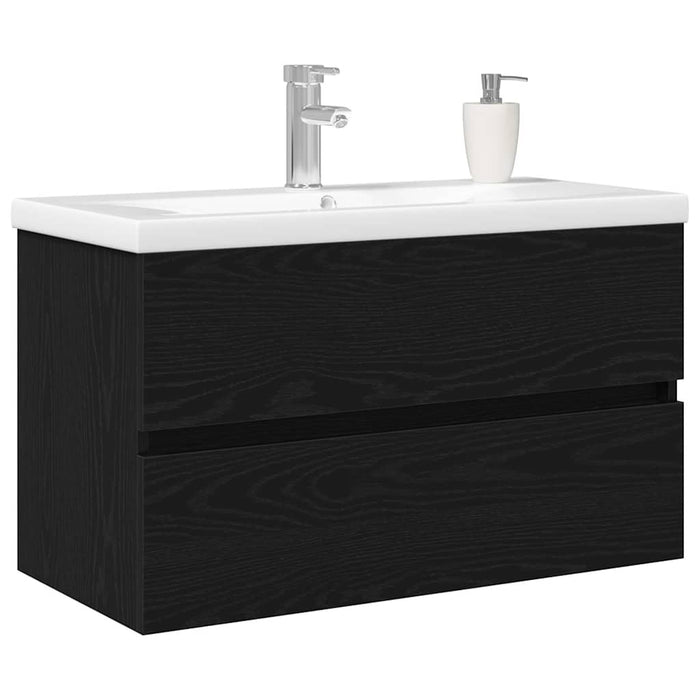 Mobile Lavabo-Armadietto da bagno Rovere nero 80 x 39 x 62 cm Legno multistrato 150074