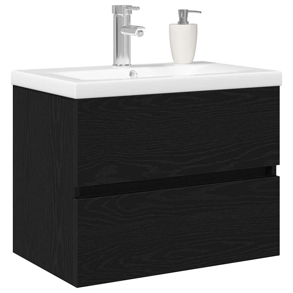 Mobile Lavabo-Armadietto da bagno Rovere nero 60 x 39 x 62 cm Legno multistrato 354117