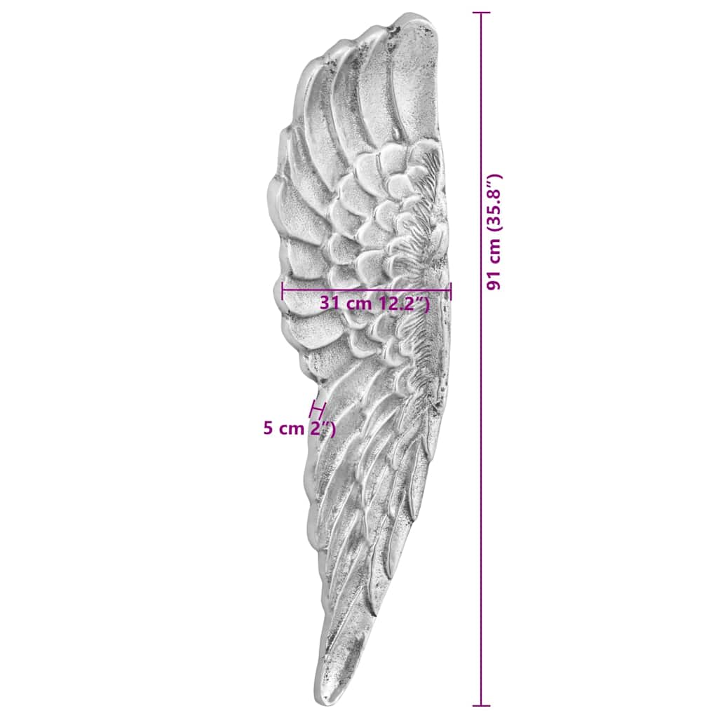Scultura con ali Argento 31 x 5 x 91 cm Alluminio 42000133