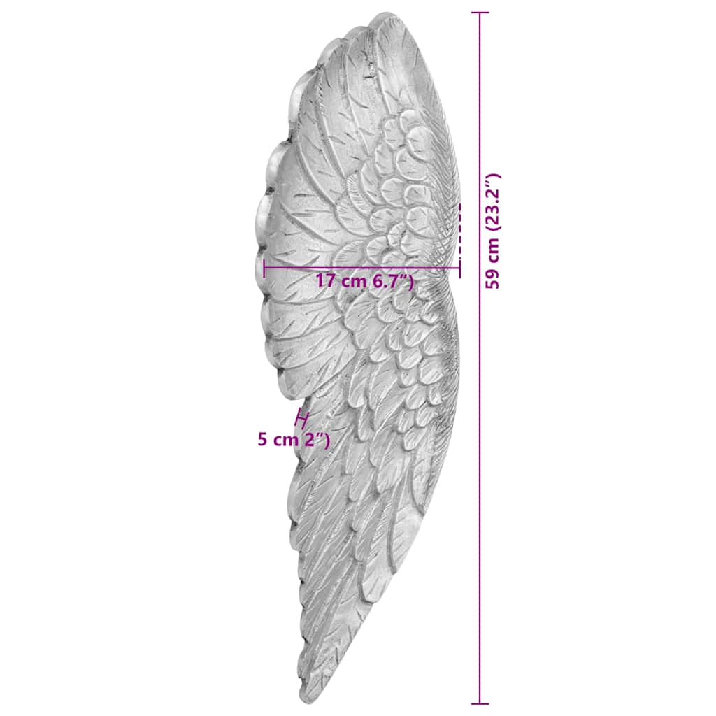 Scultura con ali Argento 17 x 5 x 59 cm Alluminio 42000136