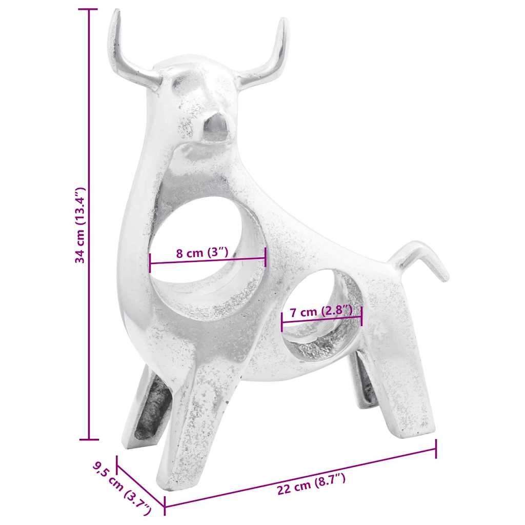Scultura di toro Argento 22 x 9.5 x 34 cm Alluminio 42000138
