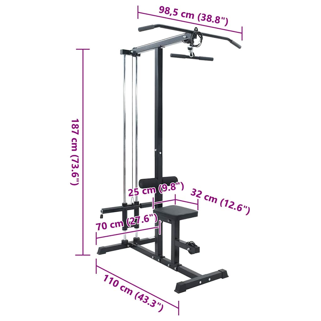 Lat machine Nero 110 x 70 x 187 cm Acciaio Verniciato a Polvere 42002576