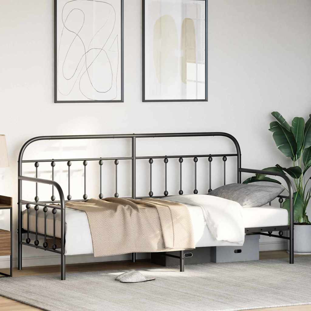 Struttura per letto di giorno Nero 75 x 190 cm Acciaio 42002628