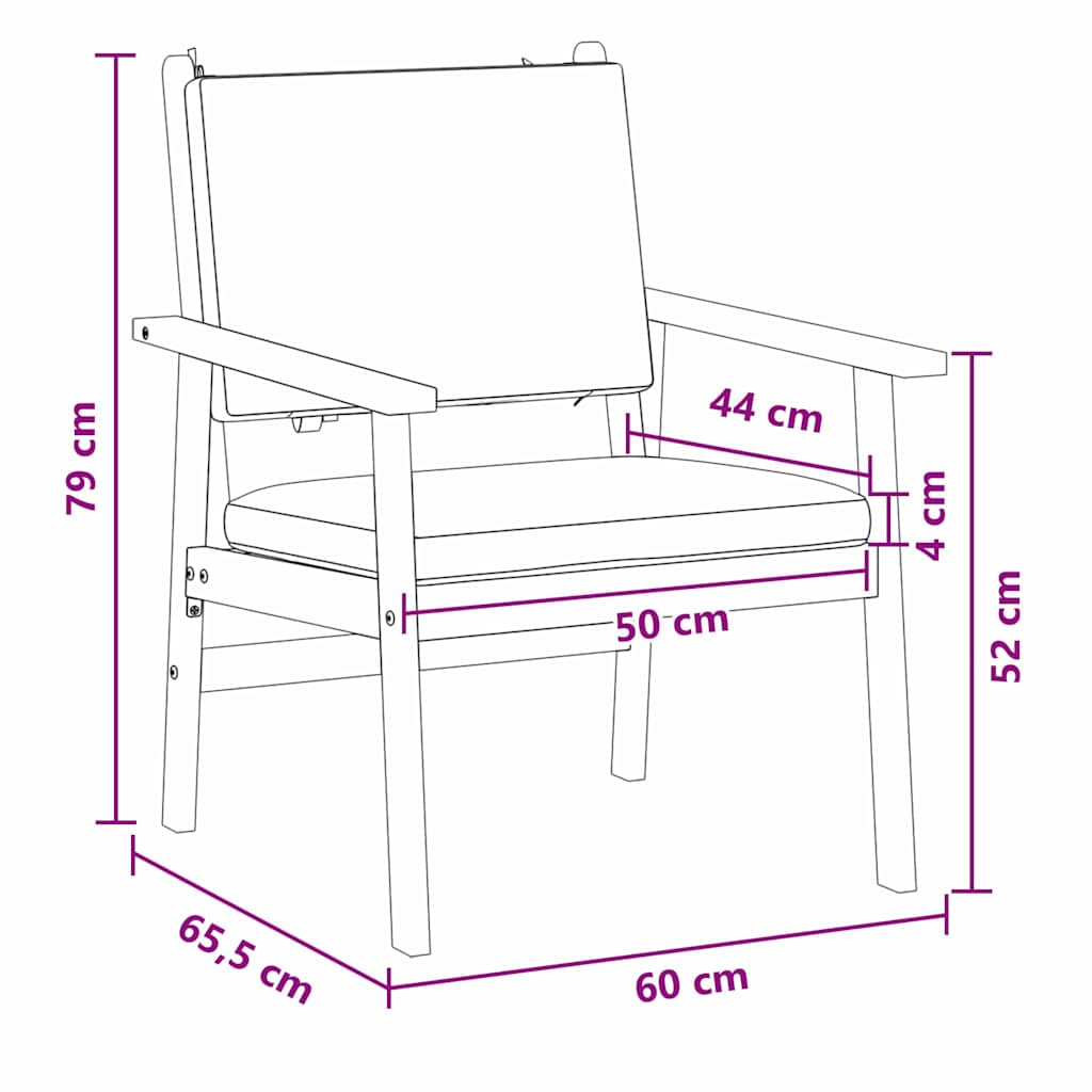 vidaXL Sedia da Giardino 2 pcs Marrone Legno massello di acacia