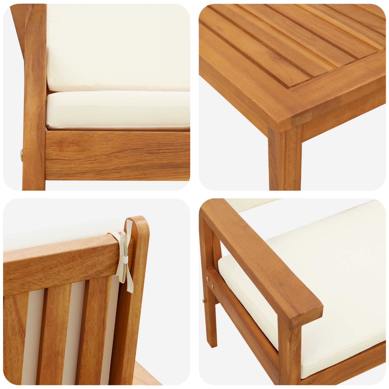 Set Divano da Giardino 3 pz-Sofa da Giardino-Divanetto da esterno Bianco Crema