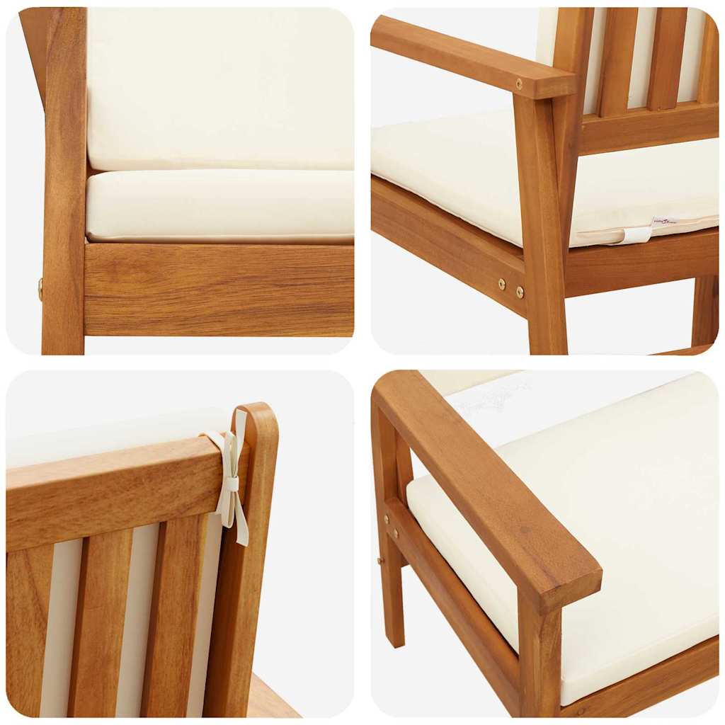 Panchina da giardino Bianco Crema Legno di Acacia Massello 4106578