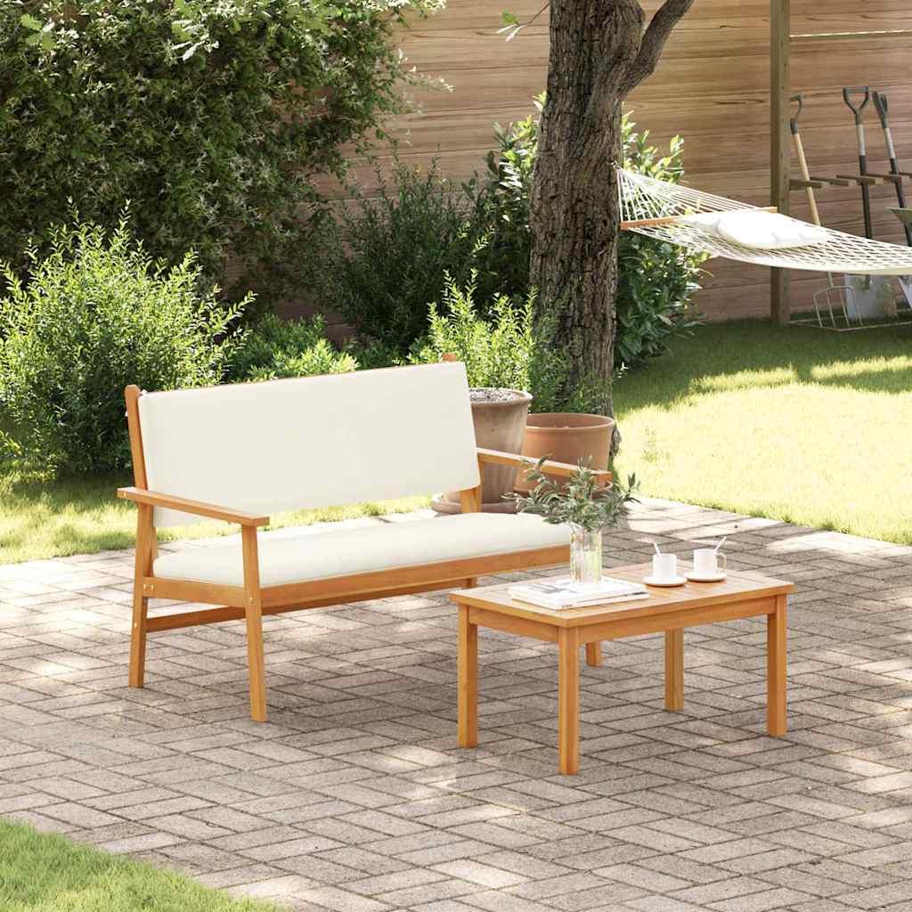 Set Divano da Giardino con cuscino 2 pz-Sofa da Giardino-Divanetto da esterno Bianco Crema