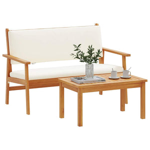 Set Divano da Giardino con cuscino 2 pz-Sofa da Giardino-Divanetto da esterno Bianco Crema
