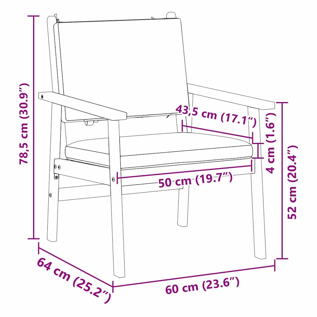 Sedia da Giardino 2 pcs Marrone Legno massello di acacia 4106580