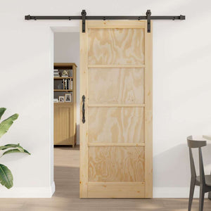 Porta Scorrevole  con Set di Hardware 83x202 cm Legno Massello in Pino 3333168