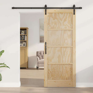 Porta Scorrevole  con Set di Hardware 83x202 cm Legno Massello in Pino 3333168