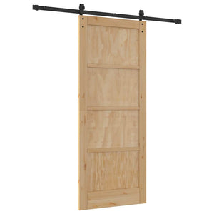 Porta Scorrevole  con Set di Hardware 83x202 cm Legno Massello in Pino 3333168