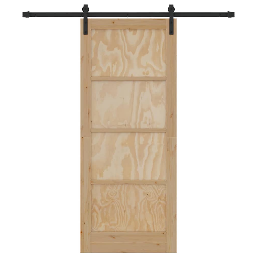 Porta Scorrevole  con Set di Hardware 83x202 cm Legno Massello in Pino 3333168